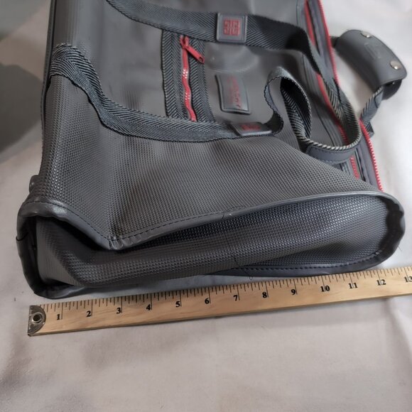Givenchy Vintage Gray Red Travel Satchel Bag Duffle Carry On Overnight Logo Grey - Picture 13 of 14
